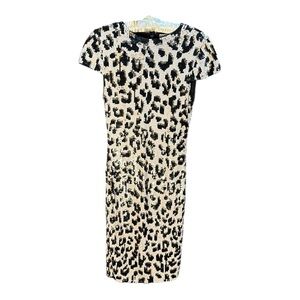 Alice + Olivia Black and White Animal Print Midi Dress